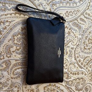 Coach Pebbled Black Leather wristlet